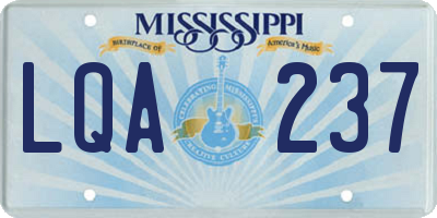 MS license plate LQA237