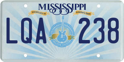 MS license plate LQA238