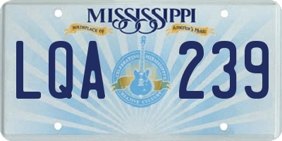 MS license plate LQA239
