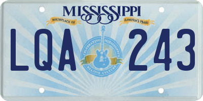 MS license plate LQA243