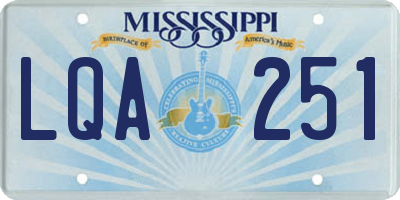 MS license plate LQA251