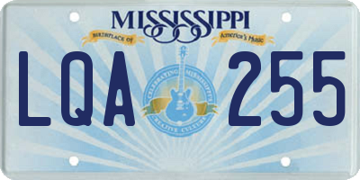 MS license plate LQA255