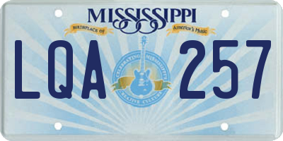 MS license plate LQA257