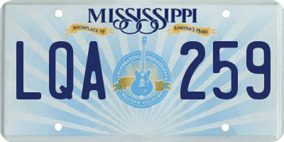 MS license plate LQA259
