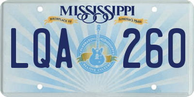 MS license plate LQA260