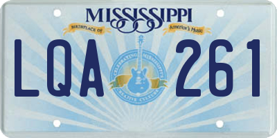 MS license plate LQA261