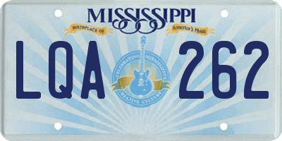 MS license plate LQA262