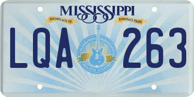 MS license plate LQA263