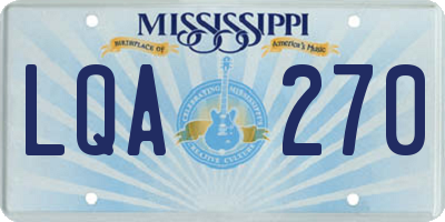 MS license plate LQA270