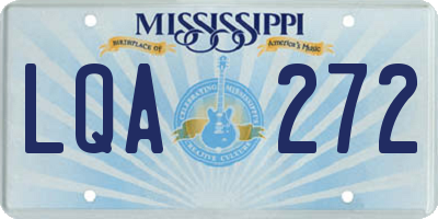 MS license plate LQA272