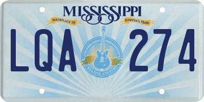 MS license plate LQA274