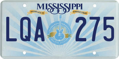 MS license plate LQA275