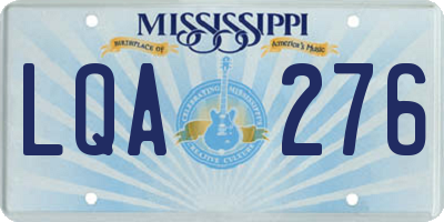 MS license plate LQA276