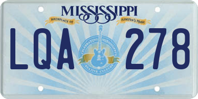 MS license plate LQA278