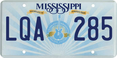 MS license plate LQA285