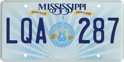 MS license plate LQA287