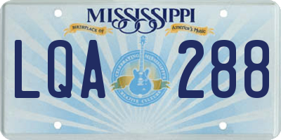 MS license plate LQA288
