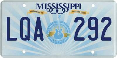 MS license plate LQA292