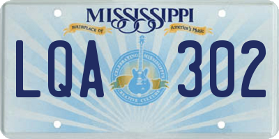 MS license plate LQA302