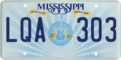 MS license plate LQA303