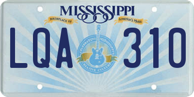 MS license plate LQA310