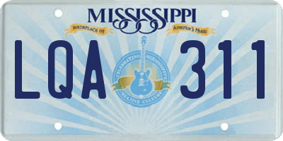 MS license plate LQA311