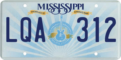 MS license plate LQA312