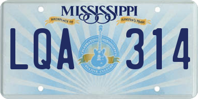 MS license plate LQA314