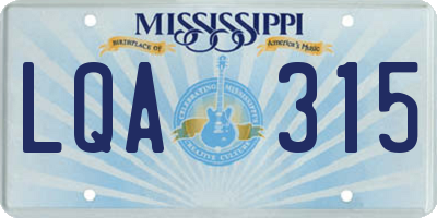 MS license plate LQA315