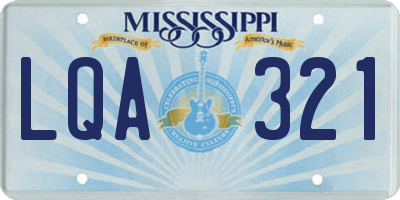 MS license plate LQA321