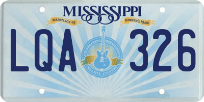 MS license plate LQA326