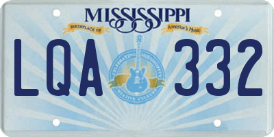 MS license plate LQA332