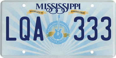 MS license plate LQA333