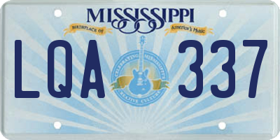 MS license plate LQA337