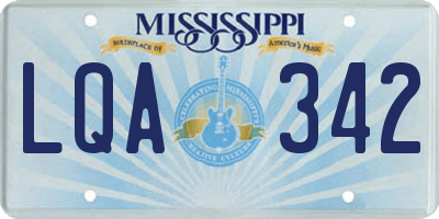 MS license plate LQA342