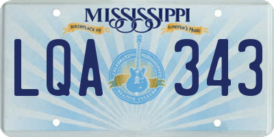 MS license plate LQA343
