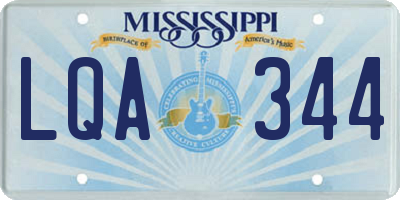 MS license plate LQA344