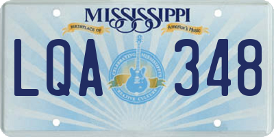 MS license plate LQA348