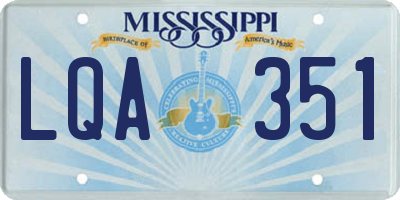 MS license plate LQA351