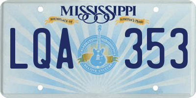 MS license plate LQA353