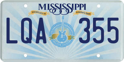 MS license plate LQA355