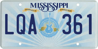 MS license plate LQA361