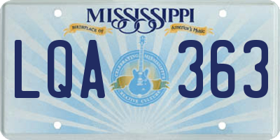 MS license plate LQA363