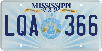 MS license plate LQA366