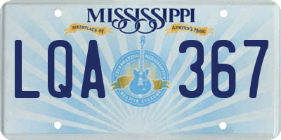MS license plate LQA367