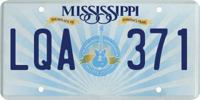 MS license plate LQA371
