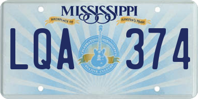 MS license plate LQA374