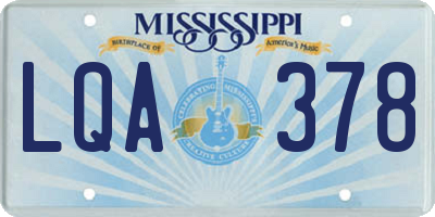 MS license plate LQA378