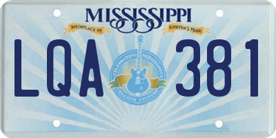 MS license plate LQA381