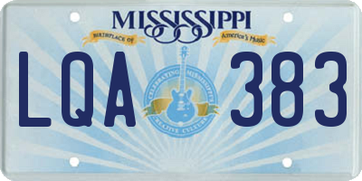 MS license plate LQA383